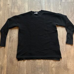 Zeagoo Black Ribbed Knit Sweater – Size M – Textured Long Sleeve Pullover